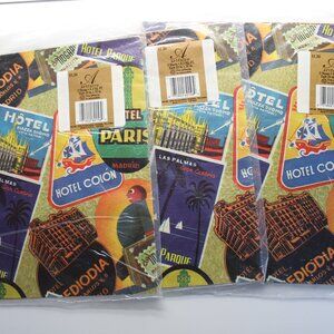 3 Packs Vintage Hotels Artfaire Gift Wrap Paper All Occasion Rosa Hotel Sealed